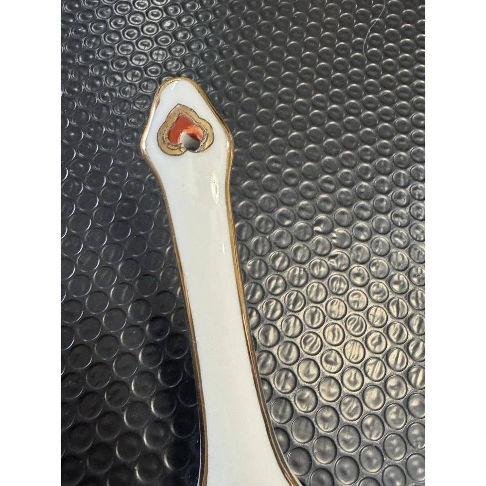 Chinese Porcelain Spoon‎ Rest Famille Rose Style Floral Design Gold Trim 10